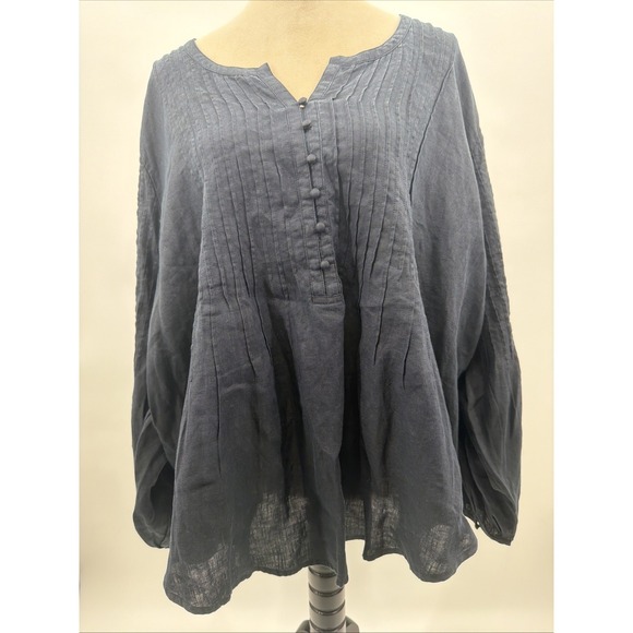 VINEYARD VINES Womens' Black Tunic Cover Up Shirt Linen Size 3X - Picture 2 of 8